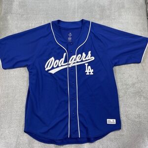 Dynasty Los Angeles Dodgers Jersey Men 2XL Blue MLB Mesh Button Front